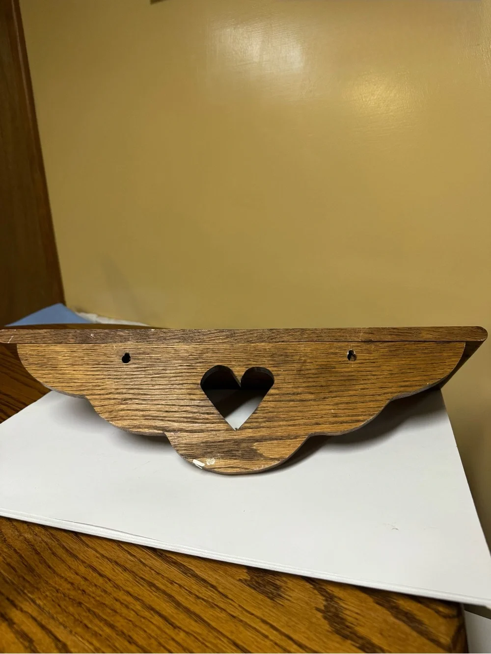 Solid Oak Shelf Heart Hanging Knick Knack Shelf 21” long